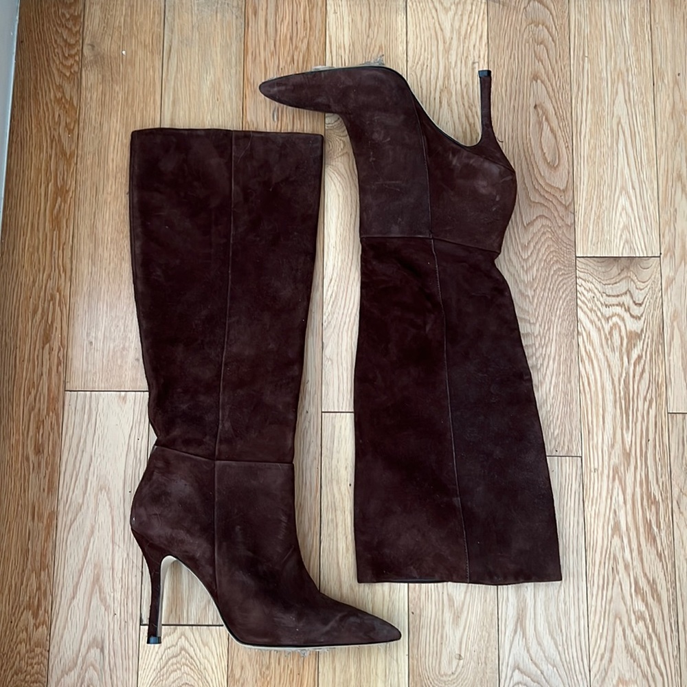 Larroude brown suede boots 8.5